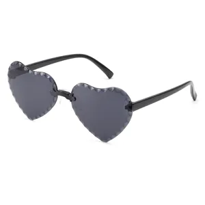 Kinder Herz Sonnenbrille, rahmenlose gewellte Kanten Farbverlauf Gläser, süße Kinder Brille.