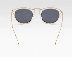 Lunettes de soleil polarisées demi-monture en métal doré pour hommes et femmes, style rétro.