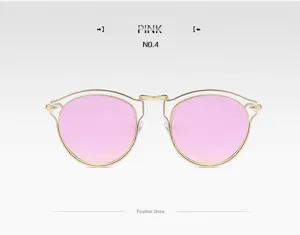 Lunettes de soleil polarisées pour hommes femmes avec monture demi-métal et verres roses.