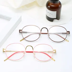 Vintage runde Metall-Optik-Brille stilvolle klare Gläser Brille für Damen und Herren chic