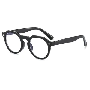 Unisex unregelmäßige Blaulichtfilter Brille mit stilvollem schwarzem dickem Rahmen im Retro-Stil.