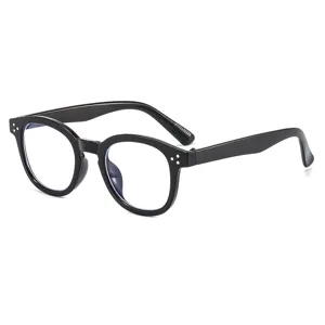Gafas redondas vintage clásicas con bloqueo de luz azul y montura de remaches chic para uso diario.