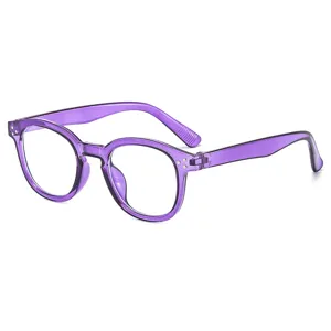 Gafas graduadas redondas moradas transparentes anti luz azul con montura vintage