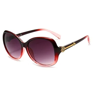 Occhiali da sole oversize da donna con bella sfumatura e dettagli floreali eleganti