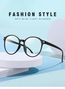 Klassische runde Blaulichtfilter Brille mit stilvollem schwarzem Vollrand Design für den Alltag.