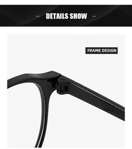 Nahaufnahme des Scharniers einer schwarzen Brille mit präziser Struktur und Design.