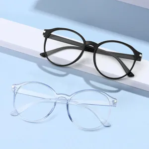 Retro Oversize Rund Anti-Blaulicht-Brille Für Damen Herren Bonbonfarben PC-Rahmen Vollrand Mode Brille