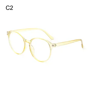Transparente gelbe runde Blaulichtfilter Brille Retro Mode optische Brillen fuer Damen.