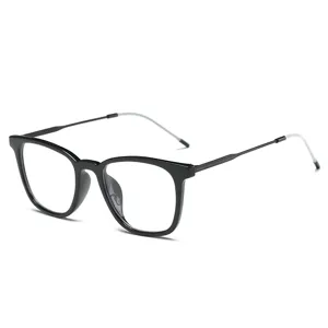 Retro Square Optical Glasses Frames Unisex Metal Plastic Mixed Frame Student Fashion Transparent Glasses 1002