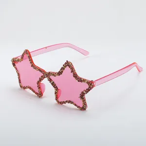 Rosa sternformige Strass Sonnenbrille fur Party Mode Abschlussball Urlaub Accessoires.