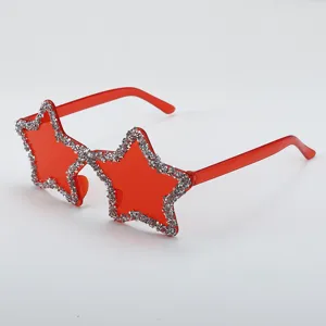 Rote Stern Strass Sonnenbrille glitzern Party Brille Festival Mode dekorative Brillen Detail