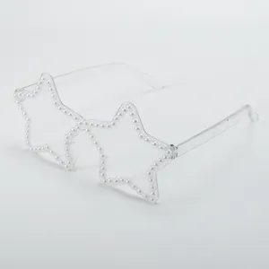 Perlen Stern Party Brille Detail, transparenter Rahmen dekorative Brille für Feste Bälle.