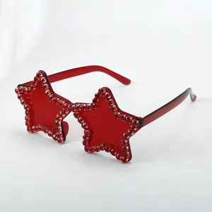 Rote Stern Strass Sonnenbrille Mode Party Brille Glitzernde Abschlussball Sonnenbrille