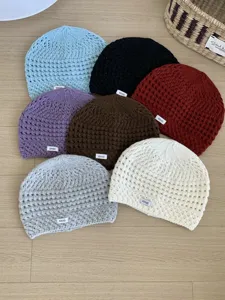 Korean vintage hollow-out knitted beanie hat autumn winter warm cute stylish casual wool cap