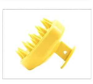 Spazzola per massaggio del cuoio capelluto in silicone giallo con manico a cuore