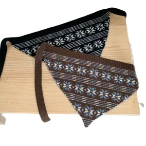 Fair Isle jacquard vintage knitted triangular headscarf multi-functional strap scarf