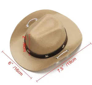 Mini-Haustier-Cowboyhut mit Maßen von 6 cm Höhe und 19 cm Länge