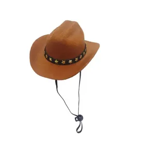 Mini-Haustier-Cowboyhut in Braun mit goldenen Sternen