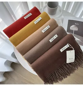 Solid color cashmere winter scarf shawl women high-end versatile cozy warm winter neck wrap