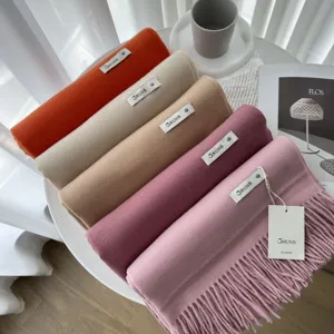 Solid color cashmere scarf for women winter thick warm winter soft tassel wrap shawl main