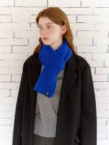 Cozy wool knit solid color winter scarf for women and men, warm neck warmer daily wear.
