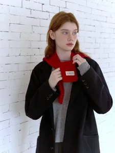 Stile coreano passamontagna in maglia rossa sciarpa calda inverno moda accessorio chic