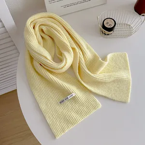 Sciarpa in maglia tinta unita comoda da donna, autunno inverno caldo morbido scaldacollo dettaglio.