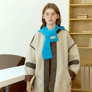 Sciarpa passamontagna in maglia blu vivo inverno caldo cappuccio moda donne tempo freddo