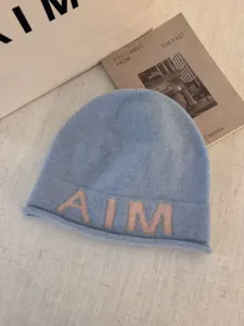 Women wool blend knit beanie winter warm slouchy hat casual soft stylish skull cap blue