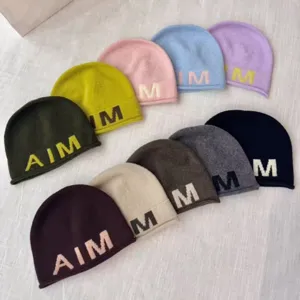Women's knit beanie winter warm wool cap letter embroidered fashion casual stylish hat