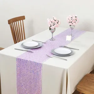 Polyester Sequin Table Runner Sparkling Glitter Tablecloth Runner For Wedding Birthday Party Hotel Banquet Home Table Decor