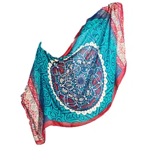 Boho ethnic printed scarf women beach shawl lightweight cotton linen sun protection wrap