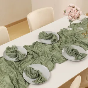 European bohemian gauze table runner and napkin set for wedding party home table decor detail