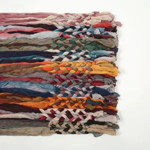 Detailed shot of handmade braided colorful fashion hair scarves and headwraps for women styling.