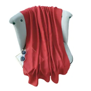 Red cotton linen scarf solid color long shawl versatile spring summer air conditioning room
