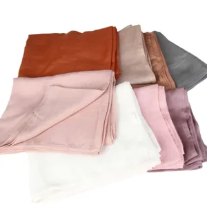 Solid color cotton linen scarf lightweight sun protection shawl breathable hijab wrap multi color