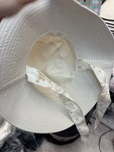 Wide brim bucket hat for women casual sun protection aesthetic floral ribbon summer beach hat