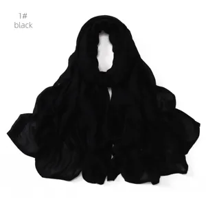 Solid color modal cotton hijab scarf for women, classic black fashion shawl for daily wear.