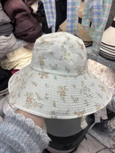 Floral print bucket hat for women, wide brim sun hat, casual spring autumn fashion daily wear.