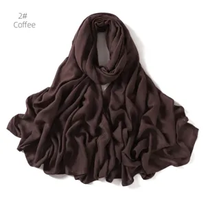 Modal cotton solid color scarf for women, soft draped shawl hijab in coffee brown color.