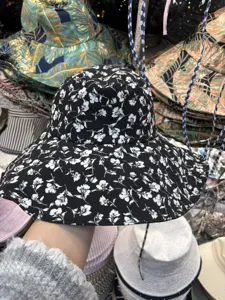 Damen Blumen Fischerhut Sommer Freizeit breite Krempe Sonnenhut retro Strand Mütze mooi