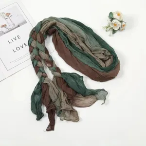 Handmade braided scarf multi-color vintage headwrap women ethnic fashion versatile neck wrap.