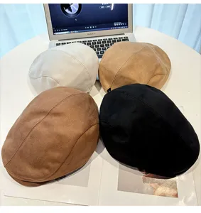 Stylish Women Maillard Suede Newsboy Cap Fashion Casual Versatile Autumn Winter Hat New