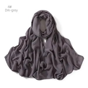 Dark grey modal cotton shawl and scarf, soft solid color hijab for women daily wear.