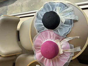 Breiter Strohsonnenhut mit Netzdraht Schleife, koreanischer Stil Damen Strandhut für Reisen.