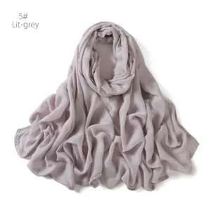 Solid color modal rayon double needle shawl women fashion casual scarf light grey