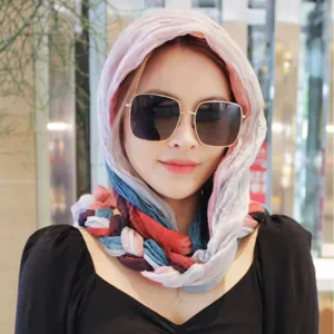 Women Fashion Handmade Braided Headscarf Ethnic Style Gradient Color Cotton Linen Scarf Versatile Headwrap Headwear