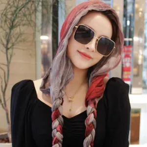 Women fashion braided headscarf gradient ethnic style turban wrap versatile hair accessory new