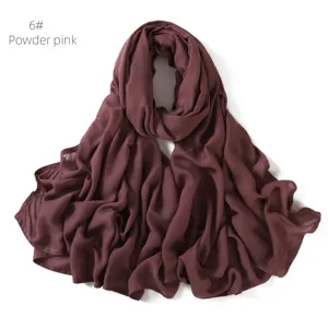 Detailed view of the solid color modal cotton scarf shawl in powder pink variant.