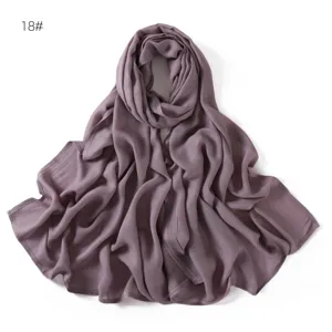 Solid color modal rayon women hijab shawl, soft drape long scarf, elegant purple color.